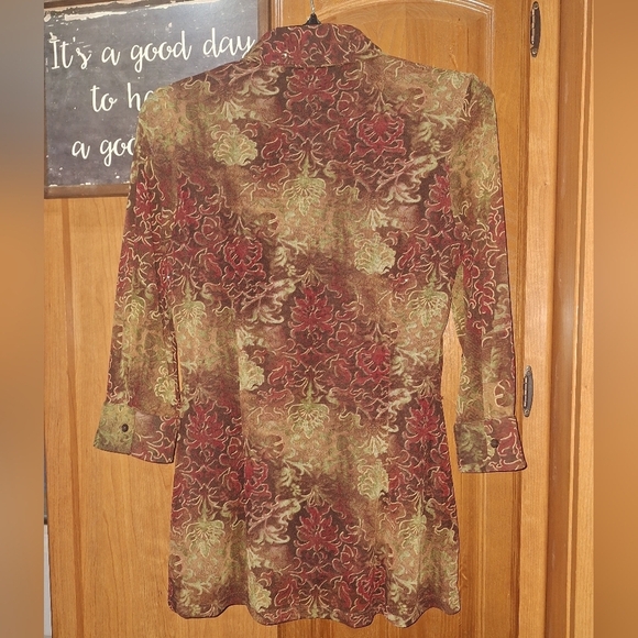 INC International Concepts Elegant Floral Semi-Sheer Women's Top In A Medium - Picture 6 of 6